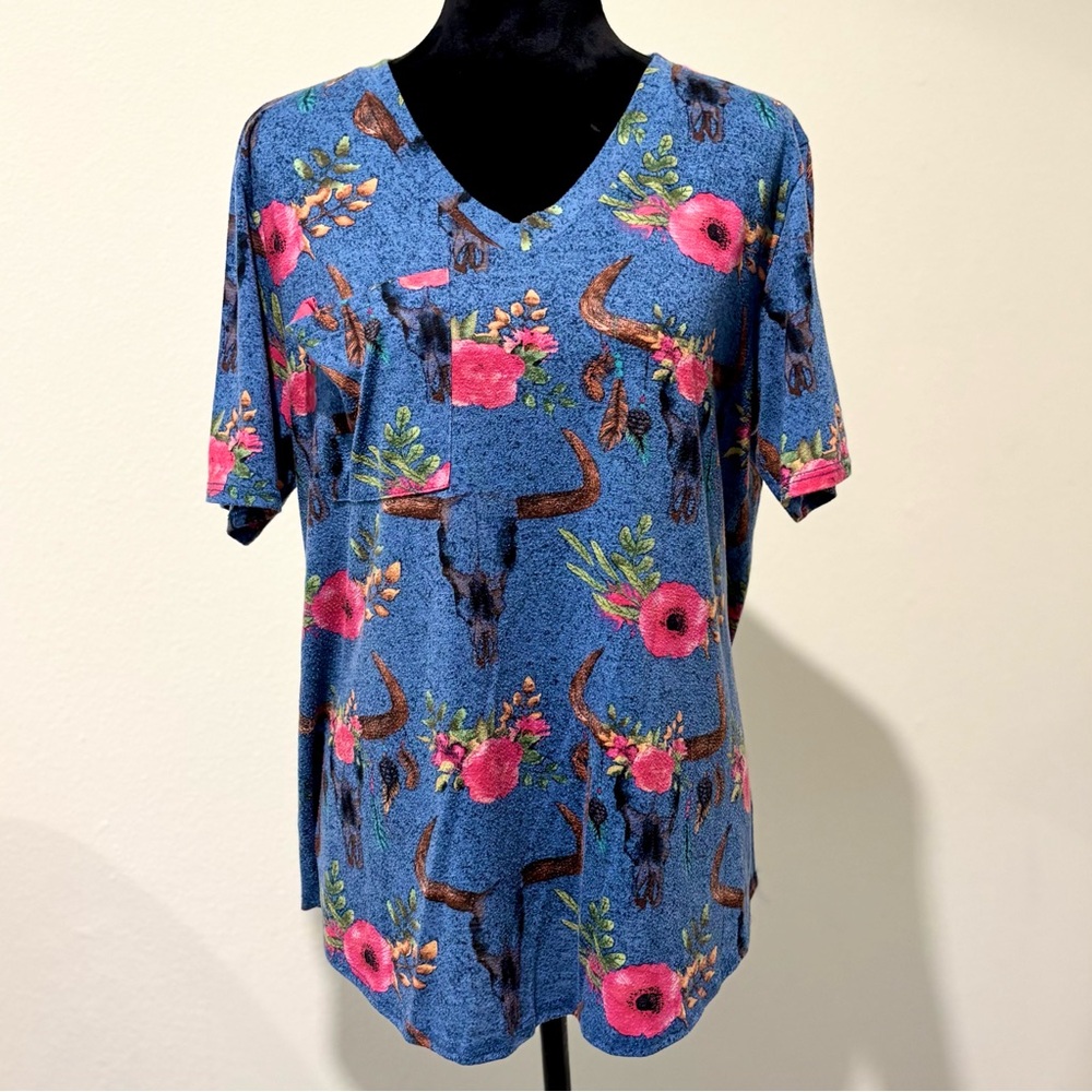 Giddy Up Glamour Western Floral T-shirt - Large